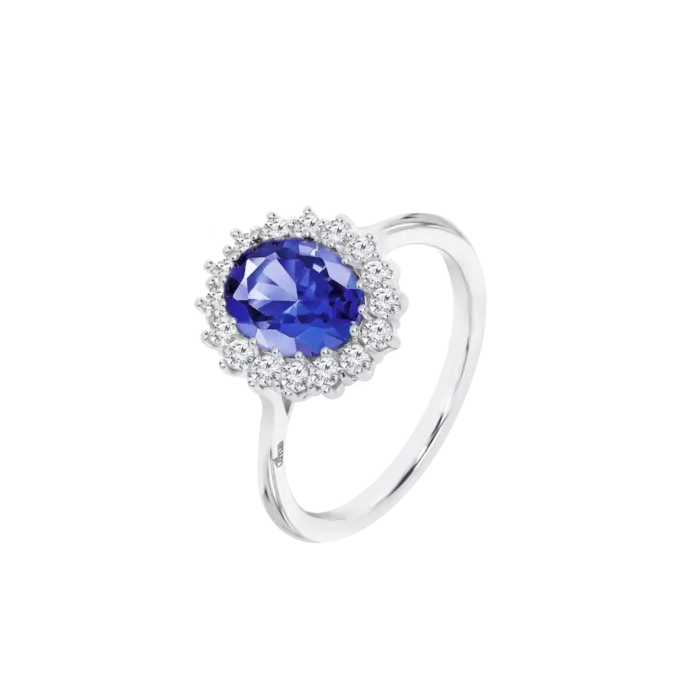 Anillo Lotus Silver LP3459-3/112 en Plata de Ley con Zafiro y Circonitas para Mujer