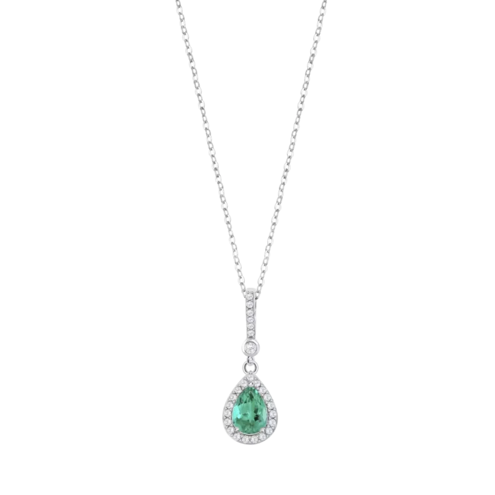 Collar Lotus Silver LP1592‑1/5 (Pure Essential) en Plata 925 con Circonita Verde Esmeralda