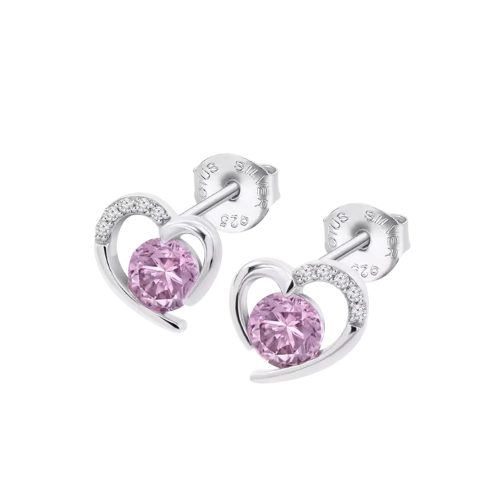 Pendientes de Corazón en Plata con Circonitas Rosas Lotus Silver LP3106-4/2 para Mujer