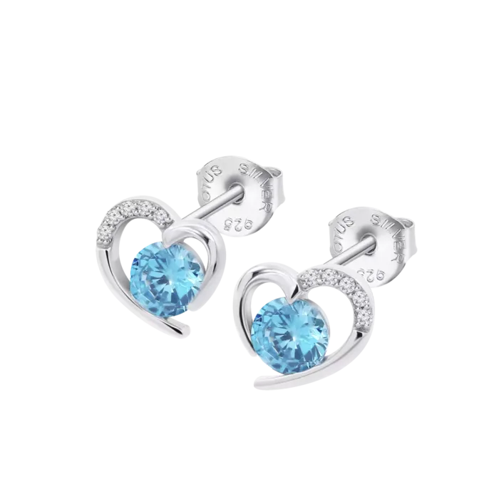 Pendientes de Corazón en Plata con Circonitas Aguamarina – Lotus Silver LP3106-4/3 Mujer