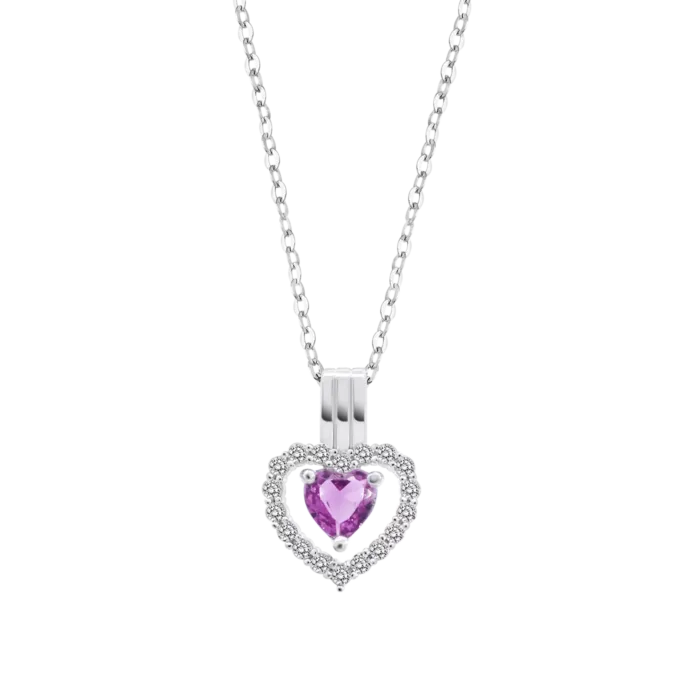 Collar Corazón de Plata Lotus Silver LP3555-1/2 para Mujer con Circonita Rosa