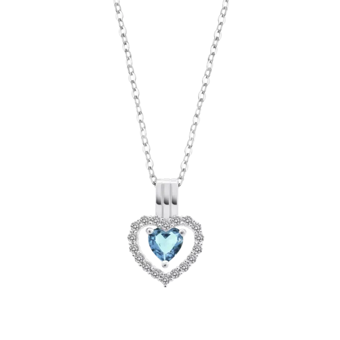 Collar Corazón Lotus Silver LP3555-1/4 para Mujer en Plata 925 con Circonita Aguamarina
