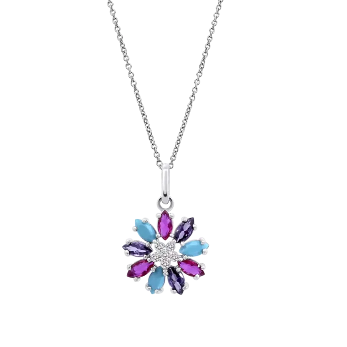 Collar Lotus Silver LP3560‑1/2 – Flor multicolor en Plata 925
