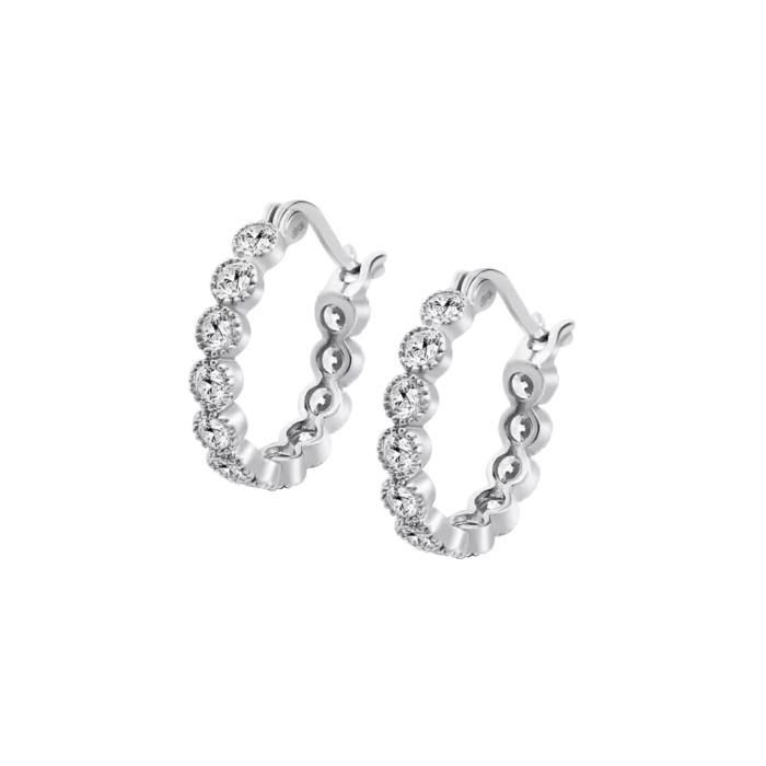 Pendientes Lotus Silver Sinfos LP3561‑4/1 Plata 925 – Aro con Circonitas Transparentes – Mujer