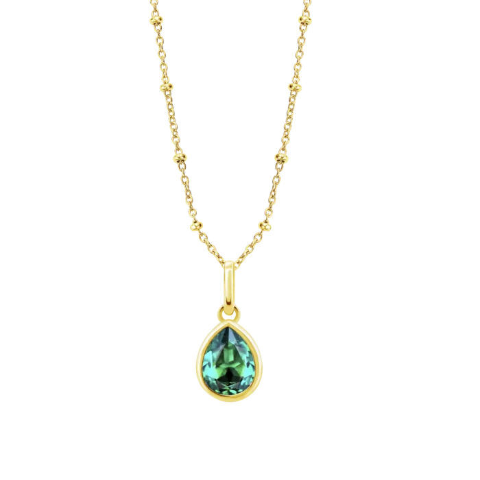 Collar Lotus Silver LP3563-1/5 – Plata 925 con Colgante en Forma de Lágrima Verde Esmeralda