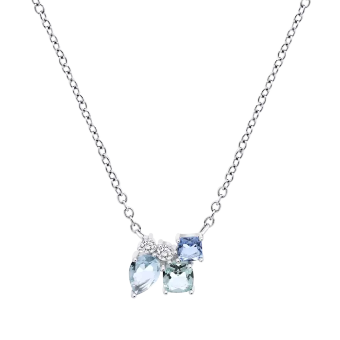 Collar Lotus Silver Colors LP3637‑1/1 Plata 925 con Circonitas Colores – Mujer