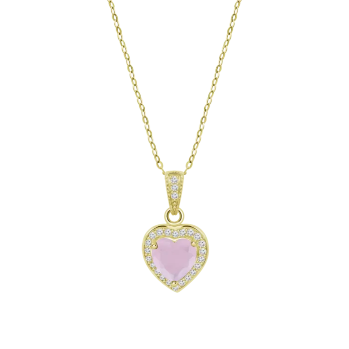 Collar Lotus Silver COLORS LP3784-1/2 de Plata Dorada con Circonita Rosa para Mujer