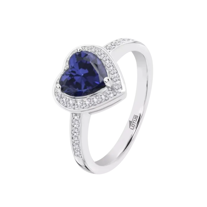 Anillo de Plata para Mujer con Circonita Azul en Forma de Corazón – Lotus Silver LP3784-3/112