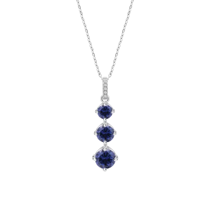 Collar Lotus Silver Colors LP3785-1/2 de Plata con Circonita Azul para Mujer
