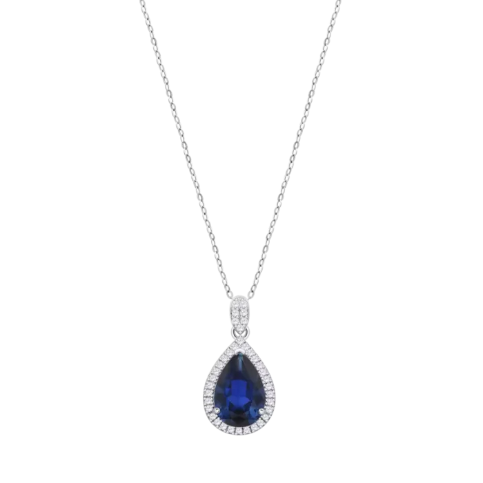 Collar Lotus Silver LP3789‑1/2 en Plata 925 con Circonita Azul