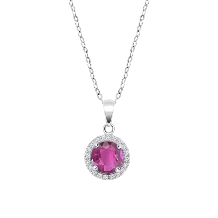 Collar Lotus Silver LP3790-1/2 para Mujer en Plata de Ley con Circonita Rubí