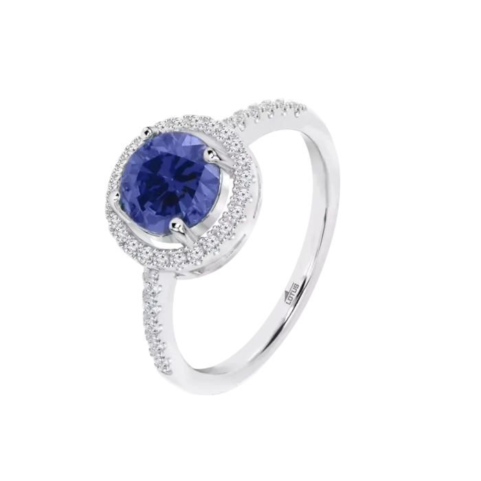 Anillo de Plata con Circonitas Azul y Blancas Lotus Silver Colors LP3790-3/112 para Mujer