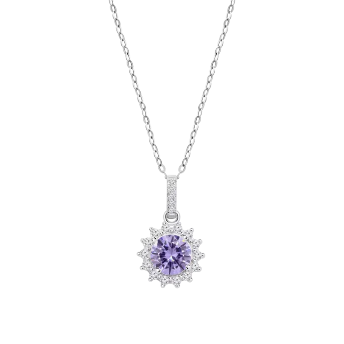 Collar Lotus Silver LP3791-1/2 para Mujer en Plata 925 con Circonita Lila