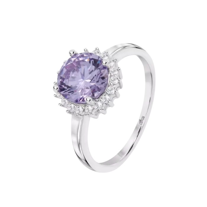 Anillo Lotus Silver Colors LP3791-3/212 para Mujer en Plata de Ley con Circonita Lila