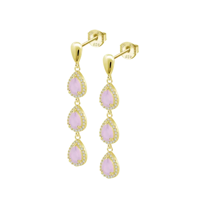 Pendientes Lotus Silver LP3794-4/4 Plata Chapada en Oro con Circonitas Rosas – Mujer
