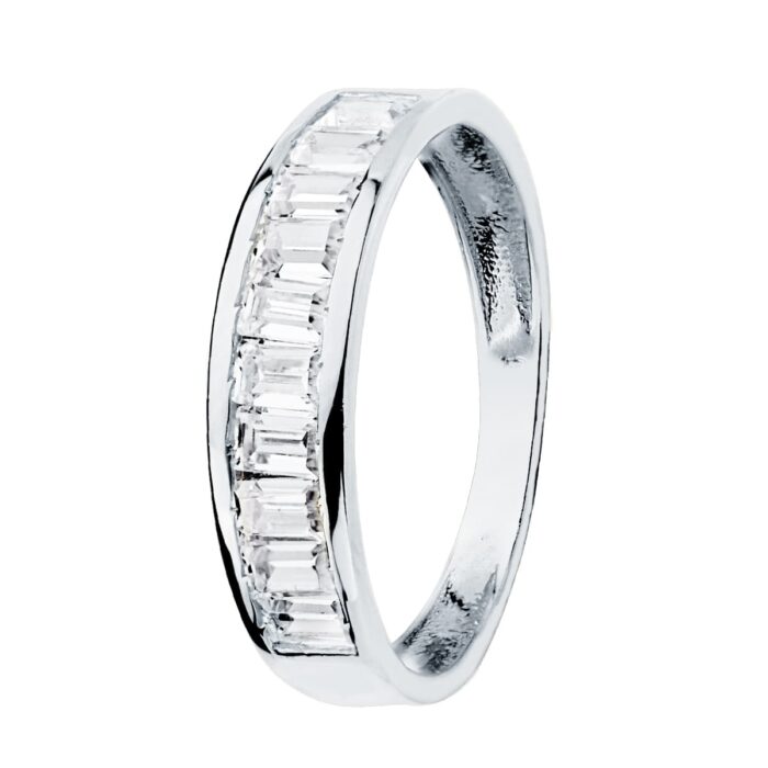 18K ALIANZA ORO BLANCO CIRCONITA BARRITAS. ANCHO: 4.5 MM.