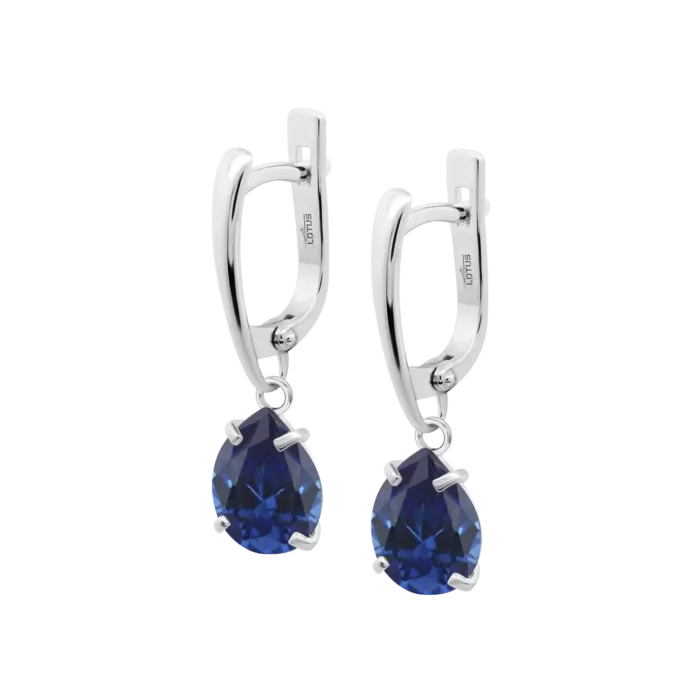 Pendientes Lotus Silver Essentials – Ref. LP3809‑4/3 – Plata Rodiada – Circonitas Azules – Envío Gratis