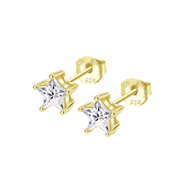 Pendientes Estrella Lotus Silver LP3834-4/2 en Plata Chapada con Circonita