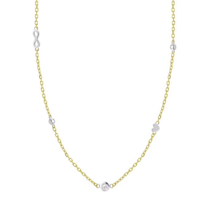 Collar Lotus Silver LP3891-1/1 – Plata 925 Bicolor con Circonita, Corazón e Infinito | Envío Gratis