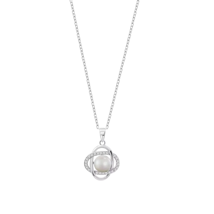 Collar Lotus Silver LP3094‑1/1 | Plata 925 Mujer con Perla y Circonitas Blancas