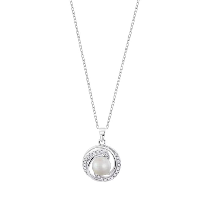 Collar Lotus Silver LP3095‑1/1 | Plata 925 Mujer con Perla y Circonitas Blancas