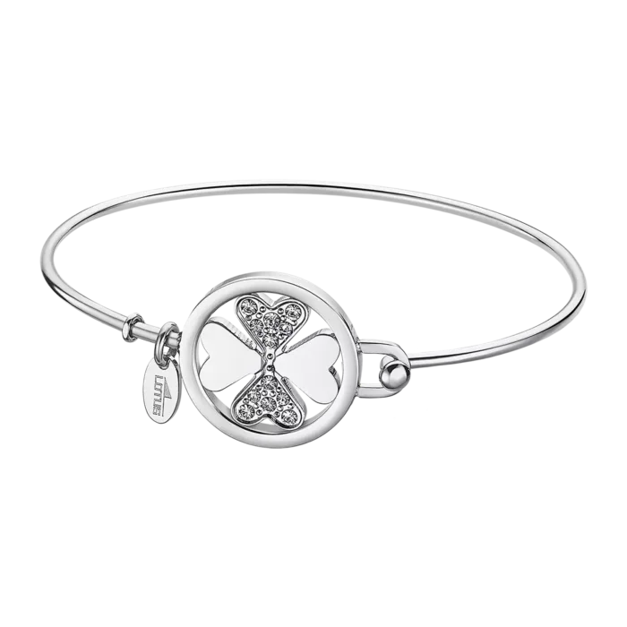 Pulsera Lotus Style LS2014-2/1 Millennial de Acero Inoxidable para Mujer – Diseño Rígido con Trébol y Circonitas