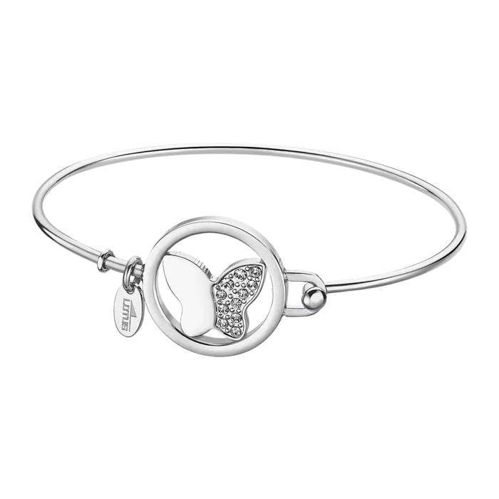 Pulsera Lotus Style LS2014-2/2 Millennial de Acero Inoxidable para Mujer – Diseño Rígido con Mariposa y Circonitas