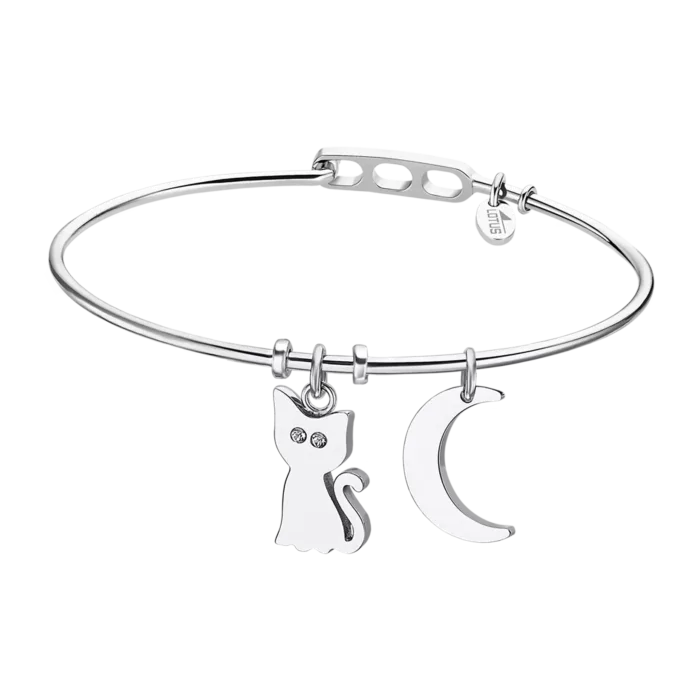 Pulsera Lotus Style LS2035-2/1 – Acero Inoxidable Mujer con Colgantes Luna y Gato