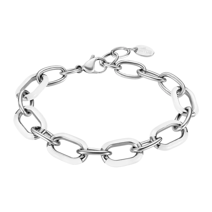 Pulsera Lotus Style Tropical Vibes LS2330-2/3 – Acero Inoxidable 316L y Esmalte Cerámico Blanco Mujer