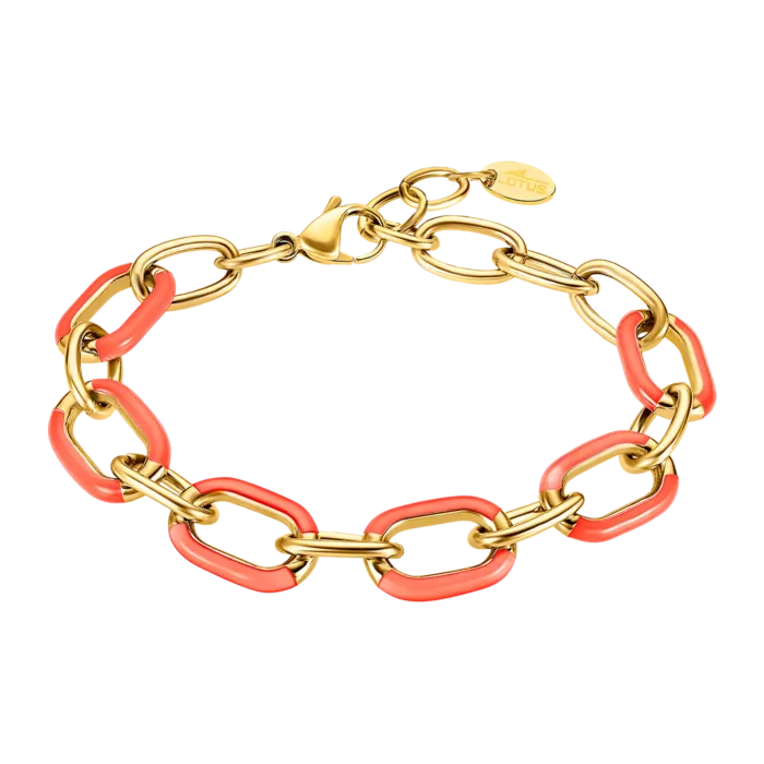 Pulsera Lotus Style Tropical Vibes LS2330-2/4 – Acero Inoxidable Chapado en Oro y Esmalte Cerámico Rosa Mujer