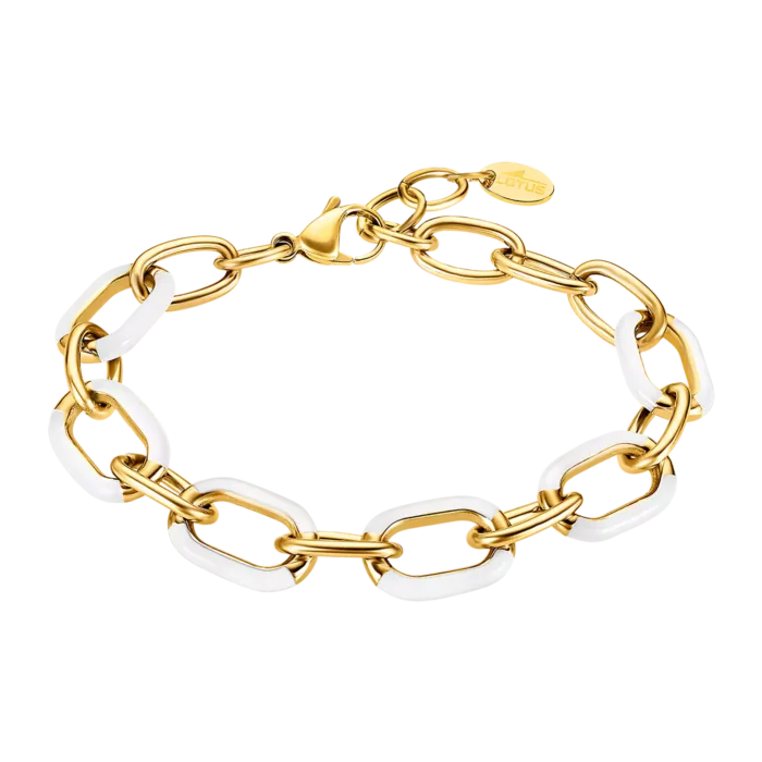 Pulsera Lotus Style Tropical Vibes LS2330-2/5 – Acero Inoxidable Chapado en Oro y Esmalte Cerámico Blanco Mujer