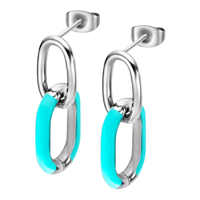 Pendientes Lotus Style Tropical Vibes LS2330-4/2 – Acero Inoxidable 316L y Esmalte Cerámico Azul para Mujer
