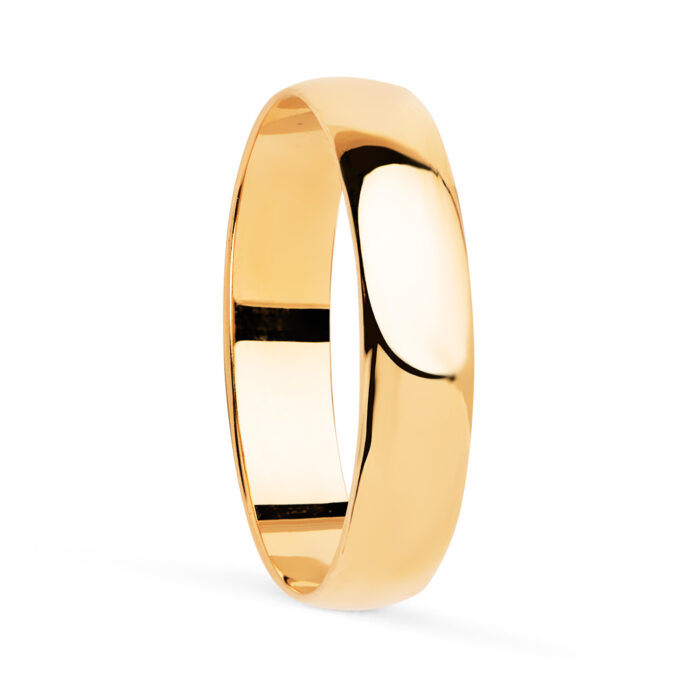 Alianza de Oro Amarillo 9K Media Caña Lisa – Acabado Brillo 4 mm