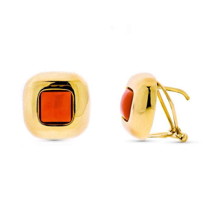 18K PENDIENTES ORO AMARILLO CORAL CUADRADO