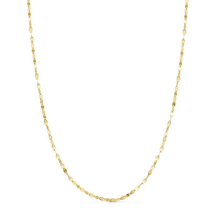 18K CADENA ORO AMARILLO MACIZA DIAMANTADA BRILLO. ANCHO: 2 MM. LARGO: 50 CM. CIERRE REASA