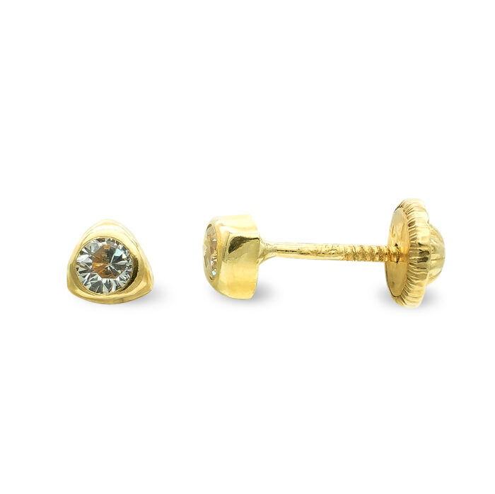 9K PENDIENTES TRIANGULO CIRCONITA 4 MM (PEDIDO MINIMO 3 PARES )
