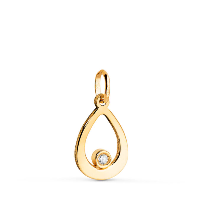 18K COLGANTE ORO AMARILLO GOTA DIAMANTE DE LABORATORIO TALLA BRILLANTE 0,016 QTES. G-VS1. MEDIDA: 12,5 X 8 MM