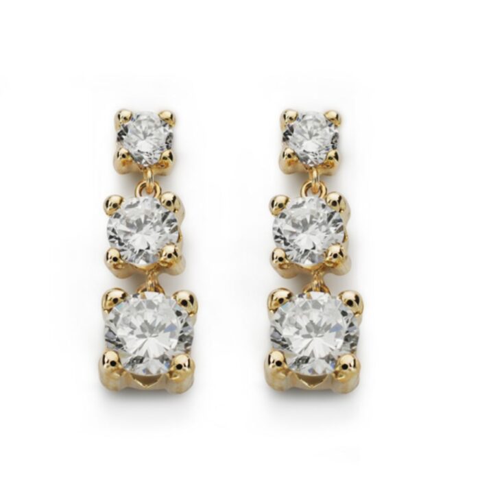 9K PENDIENTES ORO AMARILLO TRES GARRAS DISMINUCION CIERRE PRESION