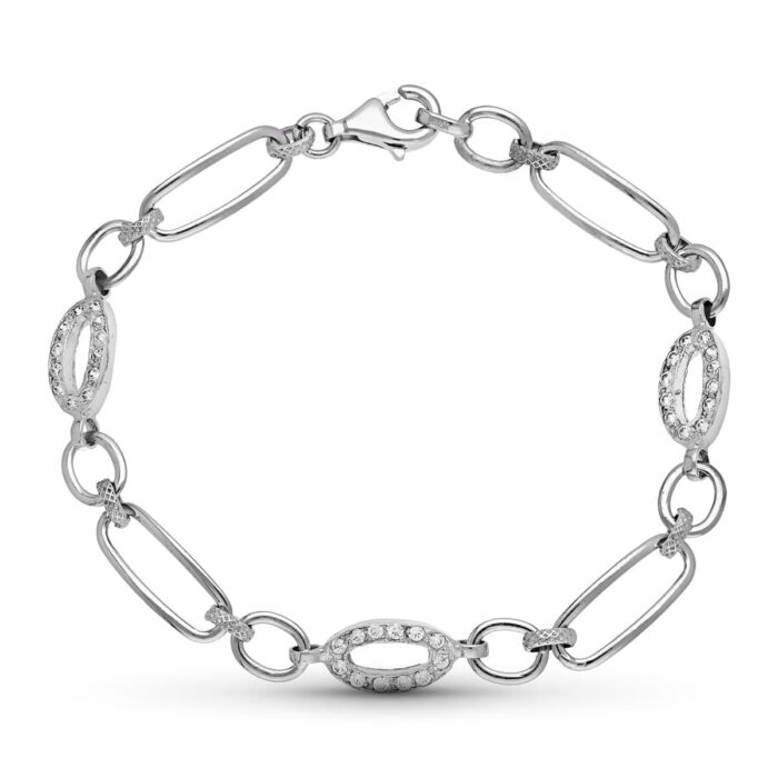 18K PULSERA ORO BLANCO Y CIRCONITA LONGITUD 21CM PESO 6.70 GR