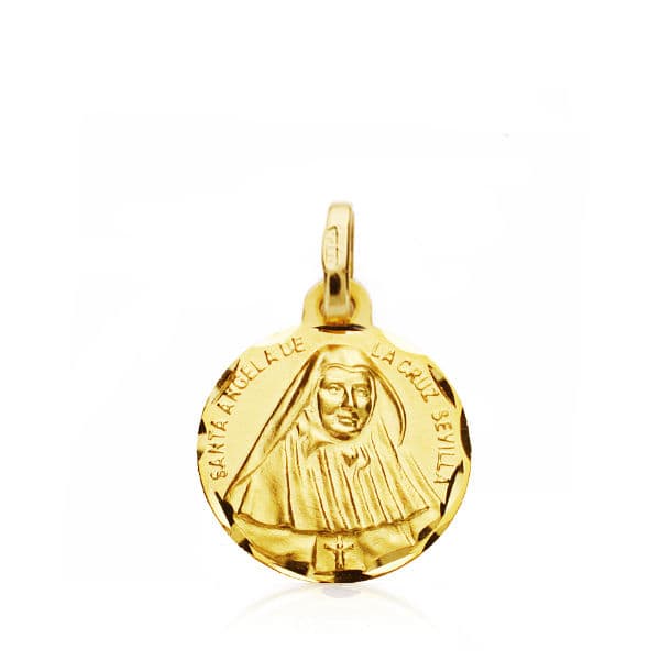 18K MEDALLA ORO AMARILLO DE SANTA ANGELA DE LA CRUZ 16 MM