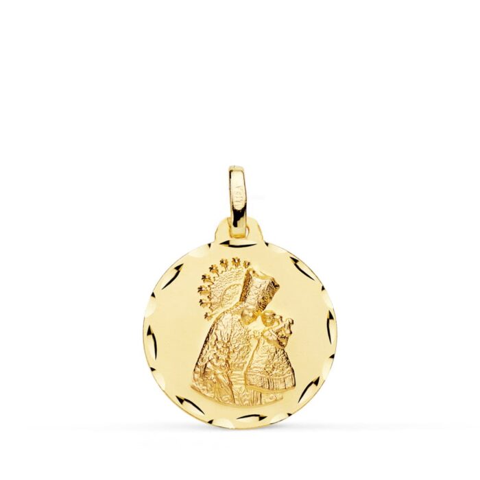 18K MEDALLA ORO AMARILLO VIRGEN DE LOS DESAMPARADOS TALLA CLASICA 18 MM