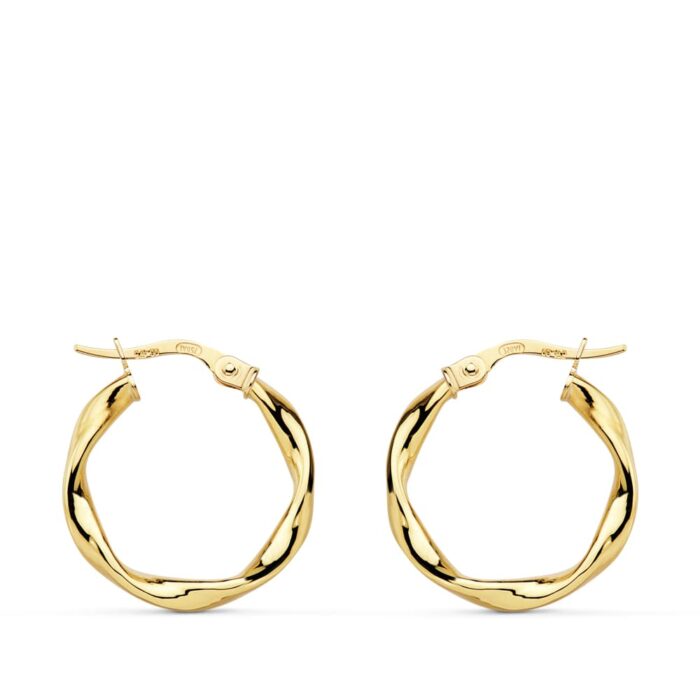 18K AROS ORO AMARILLO RELIADOS LISOS 20X2.5 MM