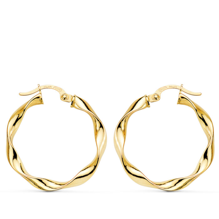 18K AROS ORO AMARILLO RELIADOS LISOS 23,5X2.5 MM