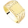 Sello de oro amarillo 18k macizo para hombre con cabeza cuadrada de 11x11 mm, centro liso pulido y bordes con tallado brillante.