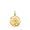 Medalla de la Virgen de Guadalupe con bisel pulido en oro amarillo de 18 quilates y 16 milímetros