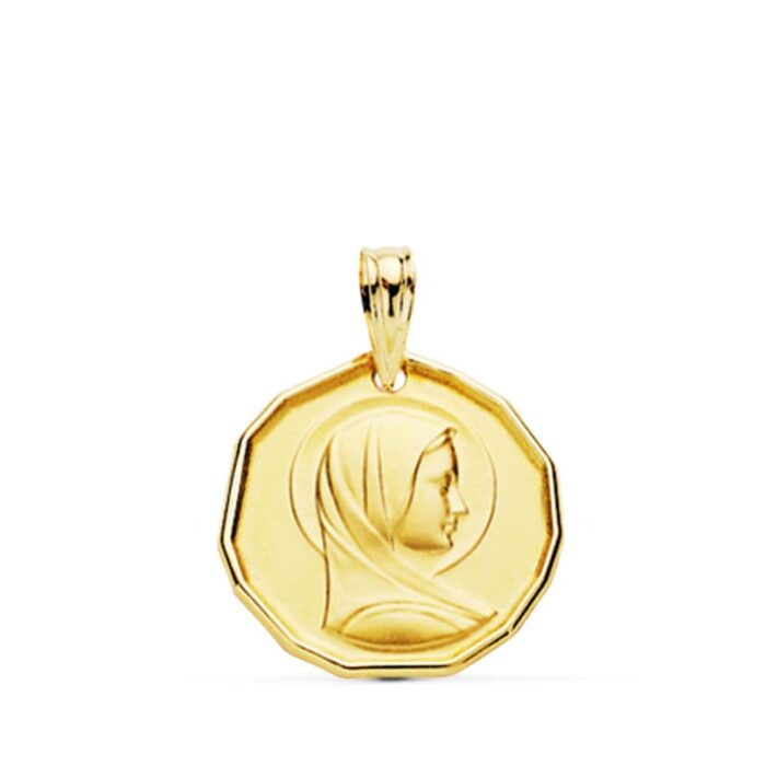 Medalla Virgen María Francesa en Oro Amarillo 18K - 16 mm