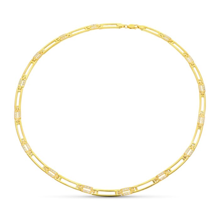 18K GARGANTILLA ORO AMARILLO MATE Y BRILLO CIRCONITAS