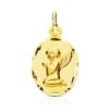 Medalla Ángel Rezando en Oro Amarillo 18K Ovalada con Borde Tallado – 19x12 mm