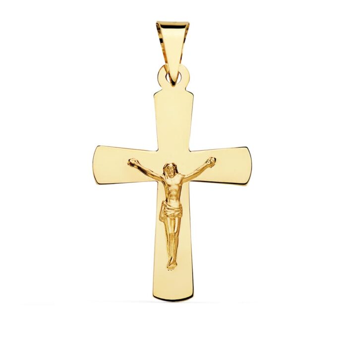 18K CRUZ CON CRISTO ORO AMARILLO 34 X 22 MM