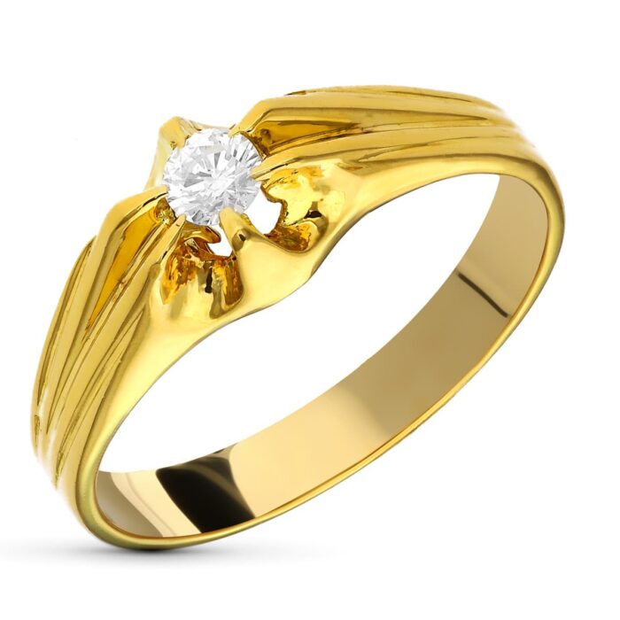 18K SOLITARIO ORO AMARILLO DIAMANTE 0.20 QTS. ANCHO: 7 MM